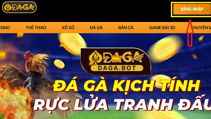 Truy cập website Daga để sử dụng dịch vụ rút tiền 